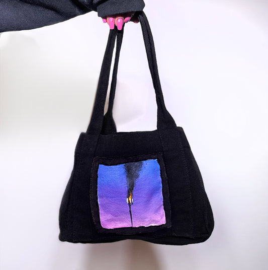 Upcycled Canvas Bag with Hand-Painted Patch