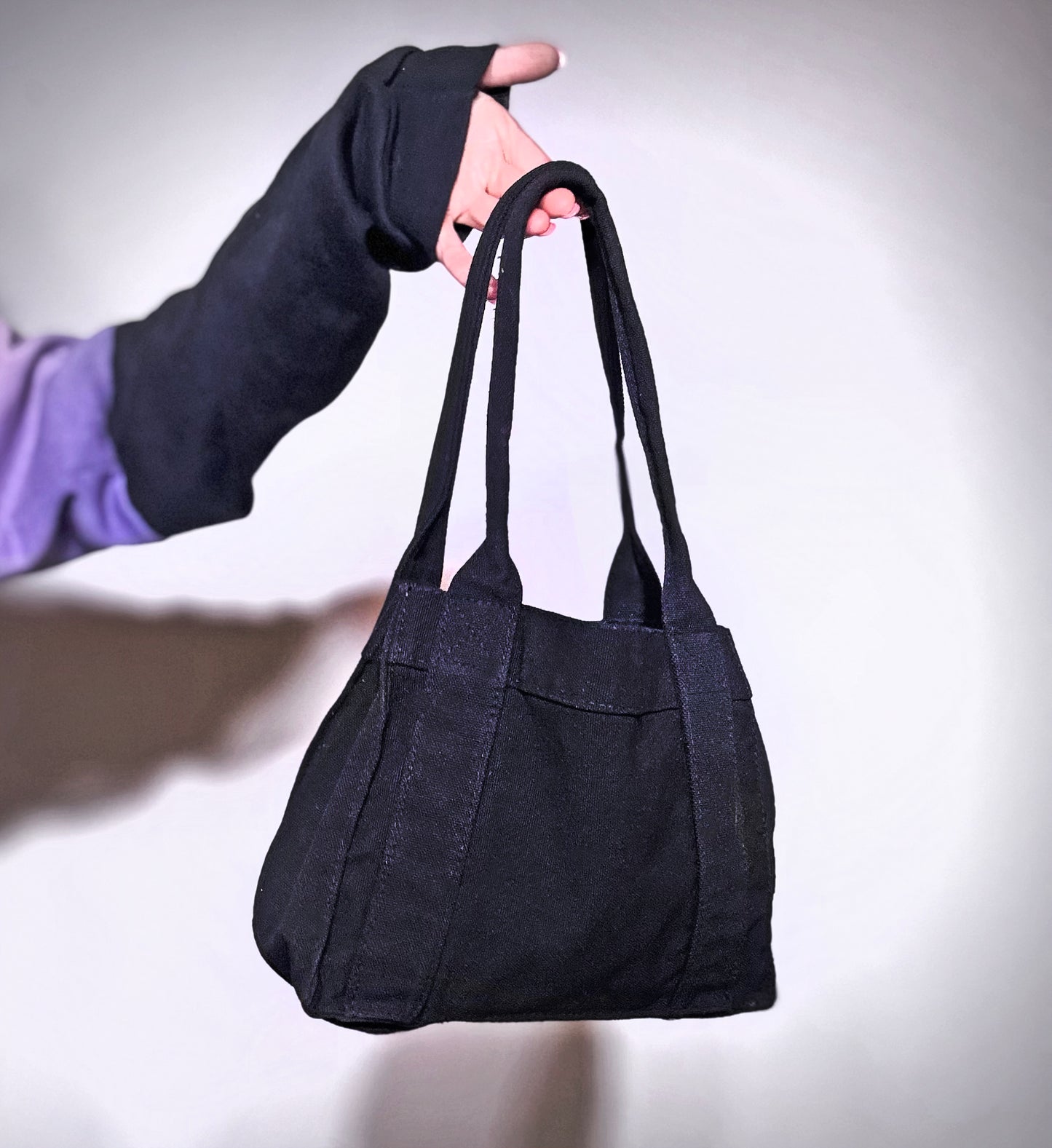 Upcycled Canvas Bag with Hand-Painted Patch