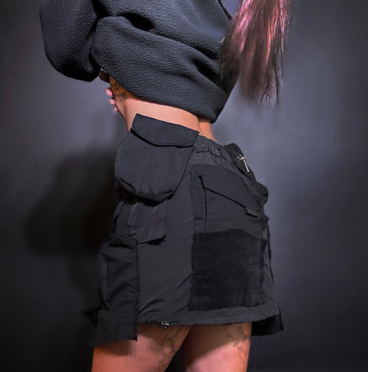 Customized Cargo Mini Skirt Black