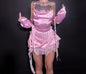 Corset-Back Mini Dress with Vintage Lace Pink